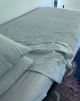 Mist All-Season Organic Muslin Twin Blanket Organic Cotton Muslin Blanket Gray Heron