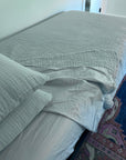 Organic Muslin All-Season Twin Blanket – Mist Organic Cotton Muslin Blanket Gray Heron