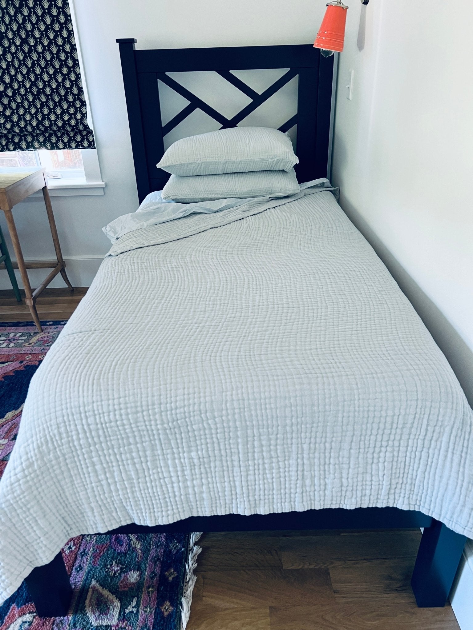 Mist All-Season Organic Muslin Twin Blanket Organic Cotton Muslin Blanket Gray Heron