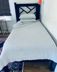 Mist All-Season Organic Muslin Twin Blanket Organic Cotton Muslin Blanket Gray Heron