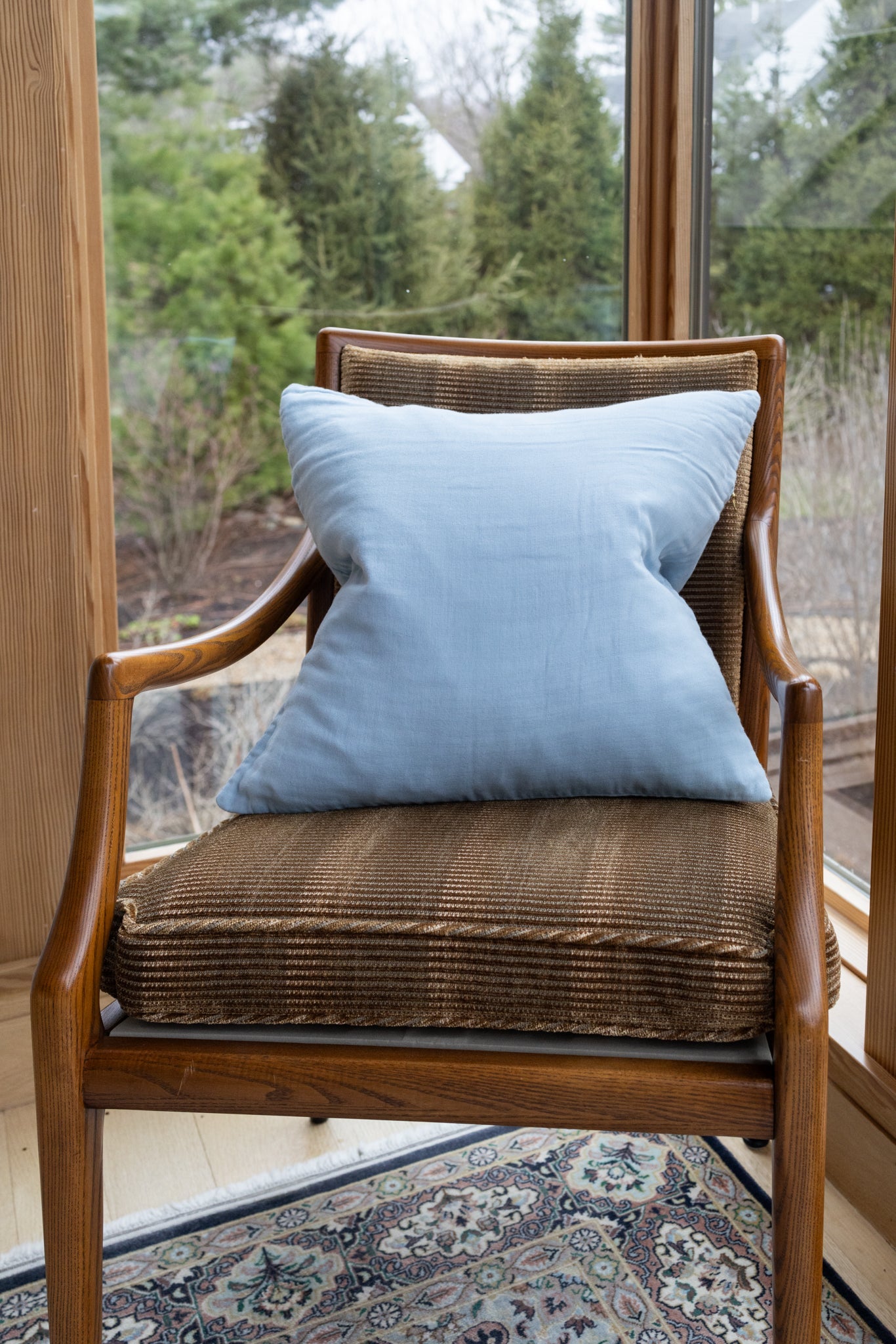 Mist Organic Muslin 22" Throw Pillowcase Organic Pillowcase Gray Heron
