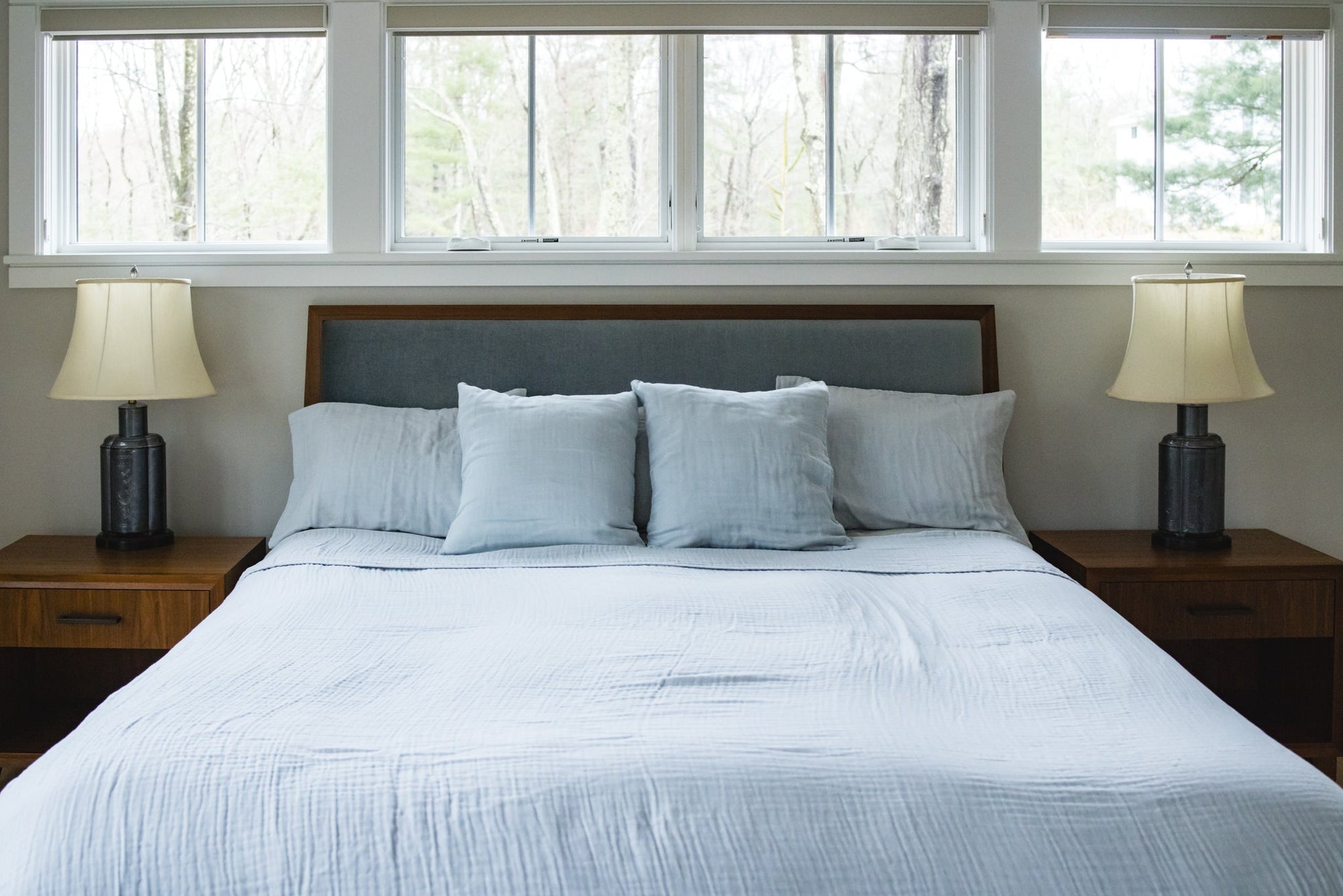 Mist Summer-Weight Organic Muslin King Blanket Adult Organic Cotton Muslin Blanket Gray Heron