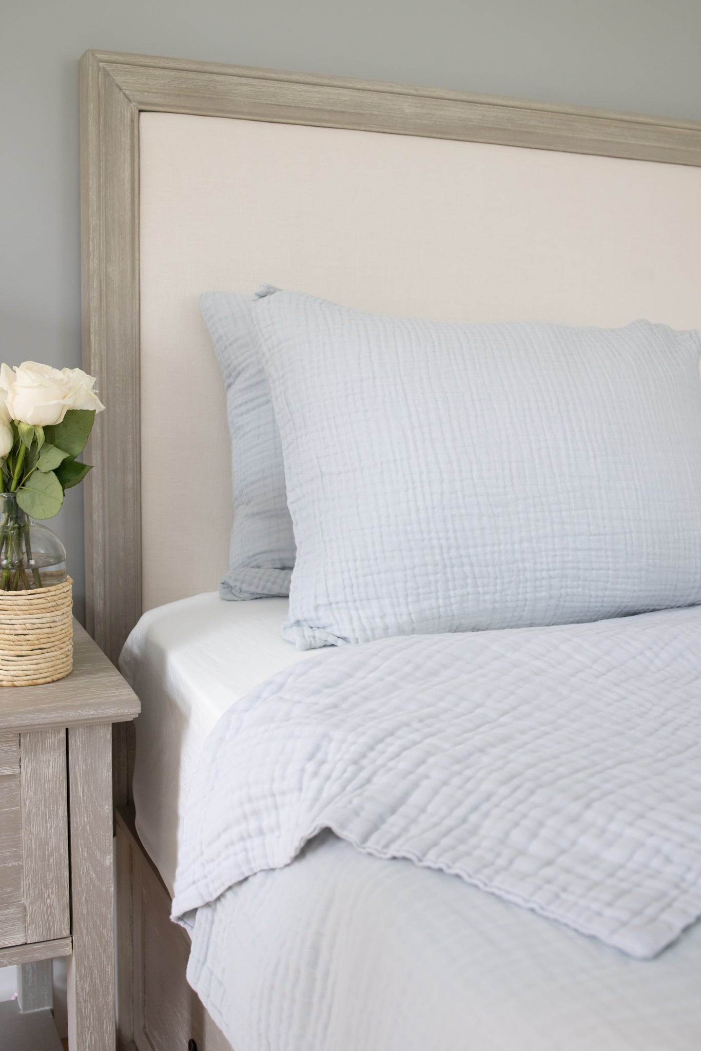 Mist Summer-Weight Organic Muslin King Blanket Adult Organic Cotton Muslin Blanket Gray Heron