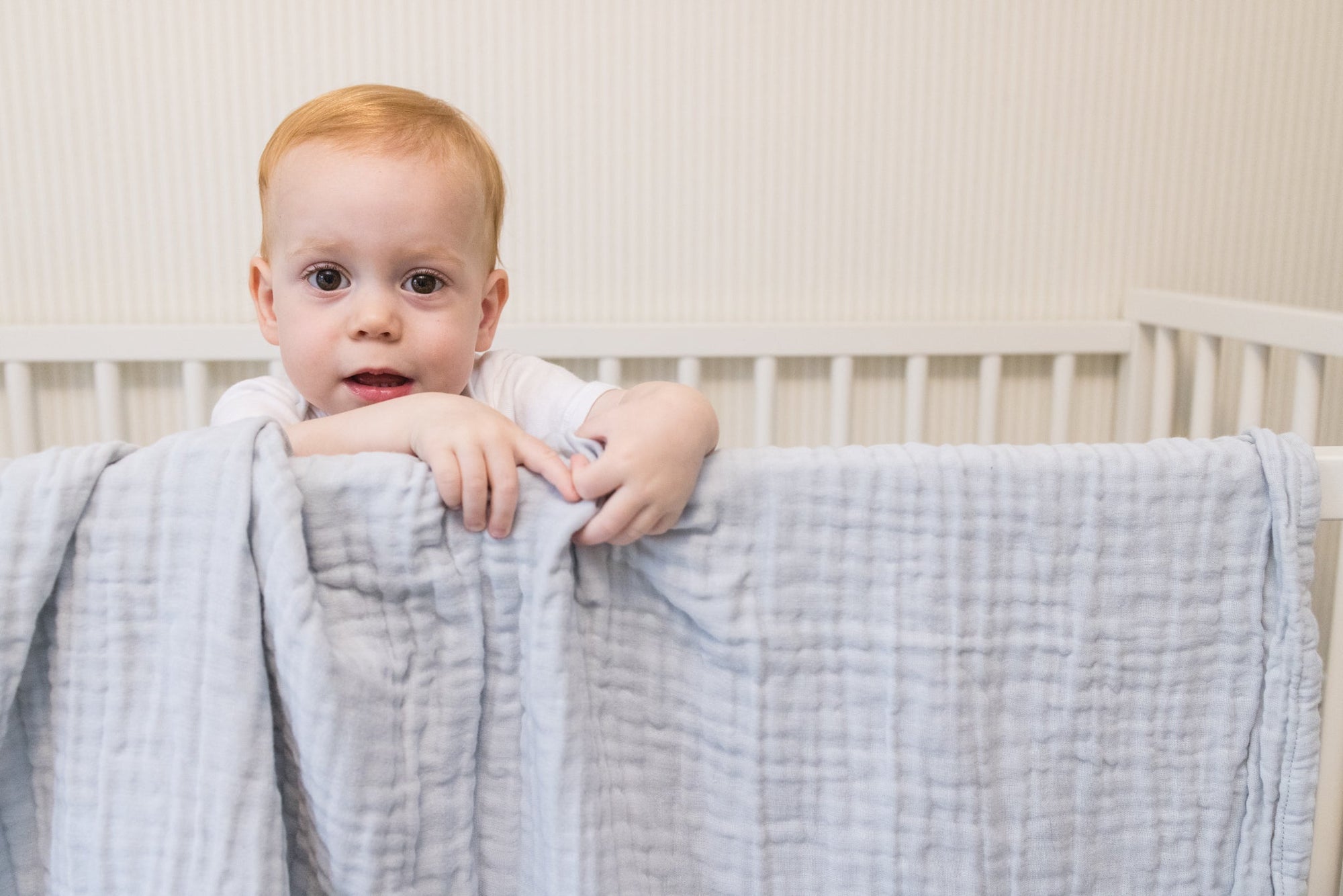 Mist Summer-Weight Organic Muslin Mini Blanket Organic Baby Blanket Gray Heron