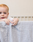 Mist Summer-Weight Organic Muslin Mini Blanket Organic Baby Blanket Gray Heron