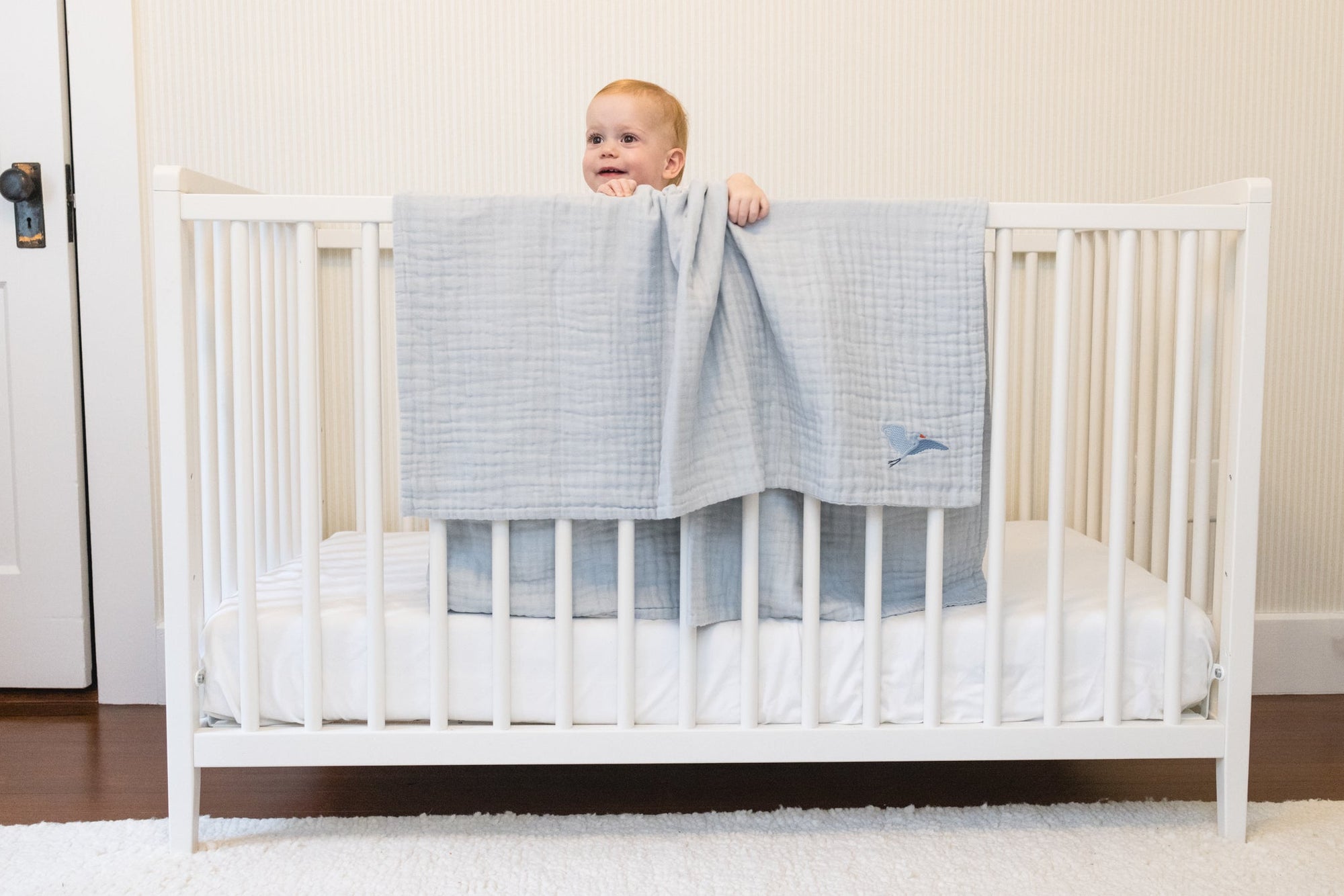 Mist Summer-Weight Organic Muslin Mini Blanket Organic Baby Blanket Gray Heron