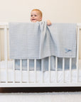 Mist Summer-Weight Organic Muslin Mini Blanket Organic Baby Blanket Gray Heron