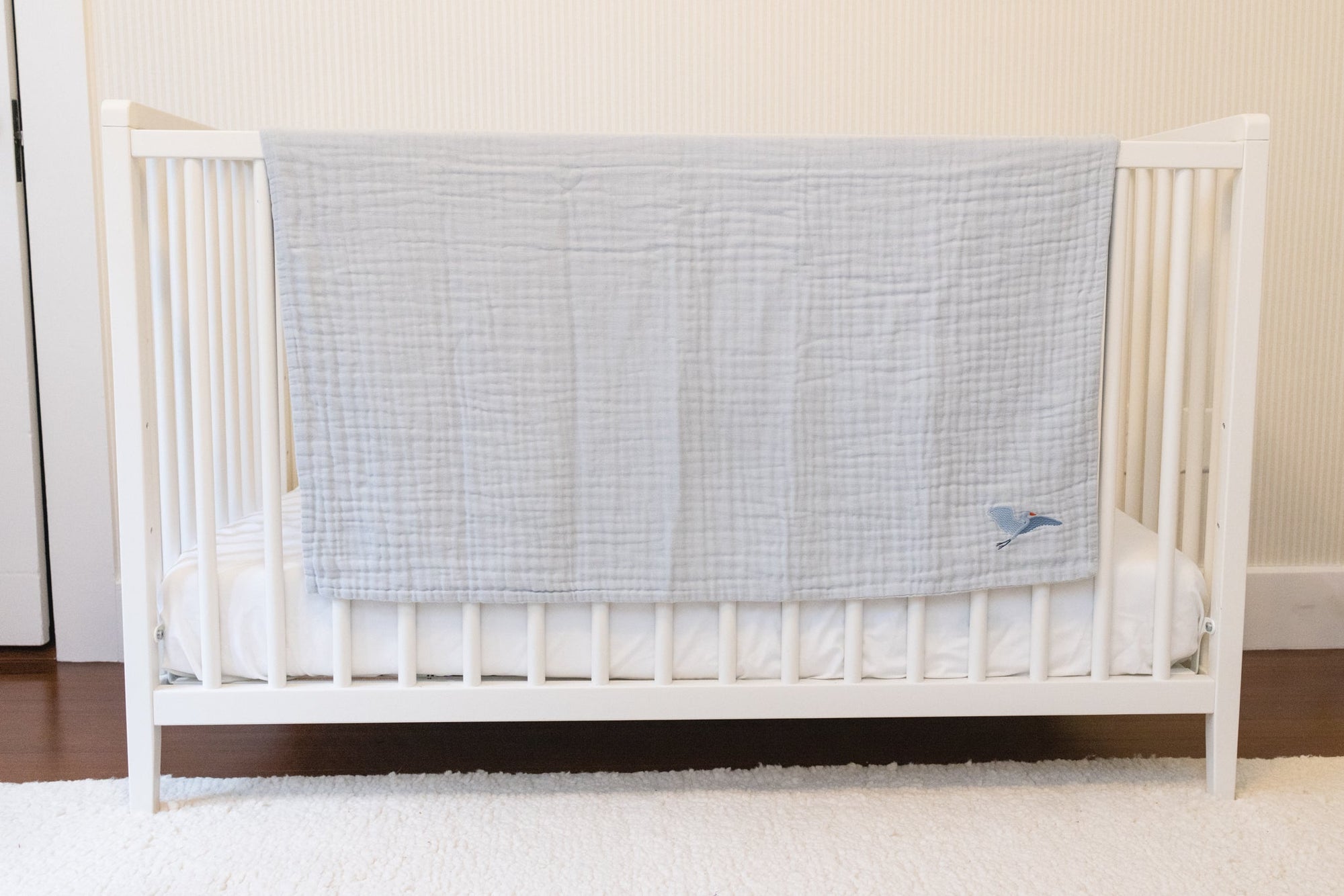 Mist Summer-Weight Organic Muslin Mini Blanket Organic Baby Blanket Gray Heron