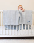 Mist Summer-Weight Organic Muslin Mini Blanket Organic Baby Blanket Gray Heron