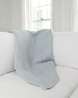 Mist Summer-Weight Organic Muslin Oversized Throw Blanket Organic Cotton Blanket Gray Heron