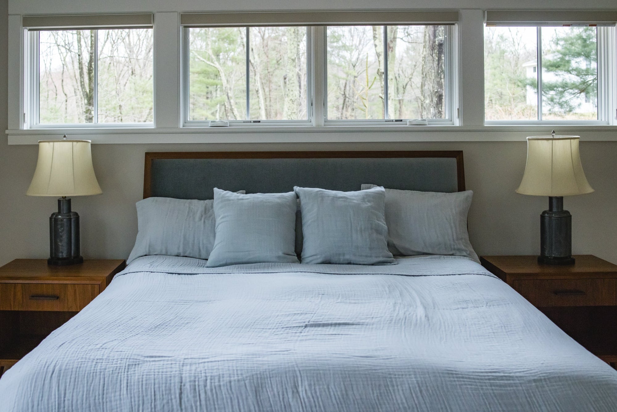Mist Summer-Weight Organic Muslin Queen Blanket Adult Organic Cotton Muslin Blanket Gray Heron