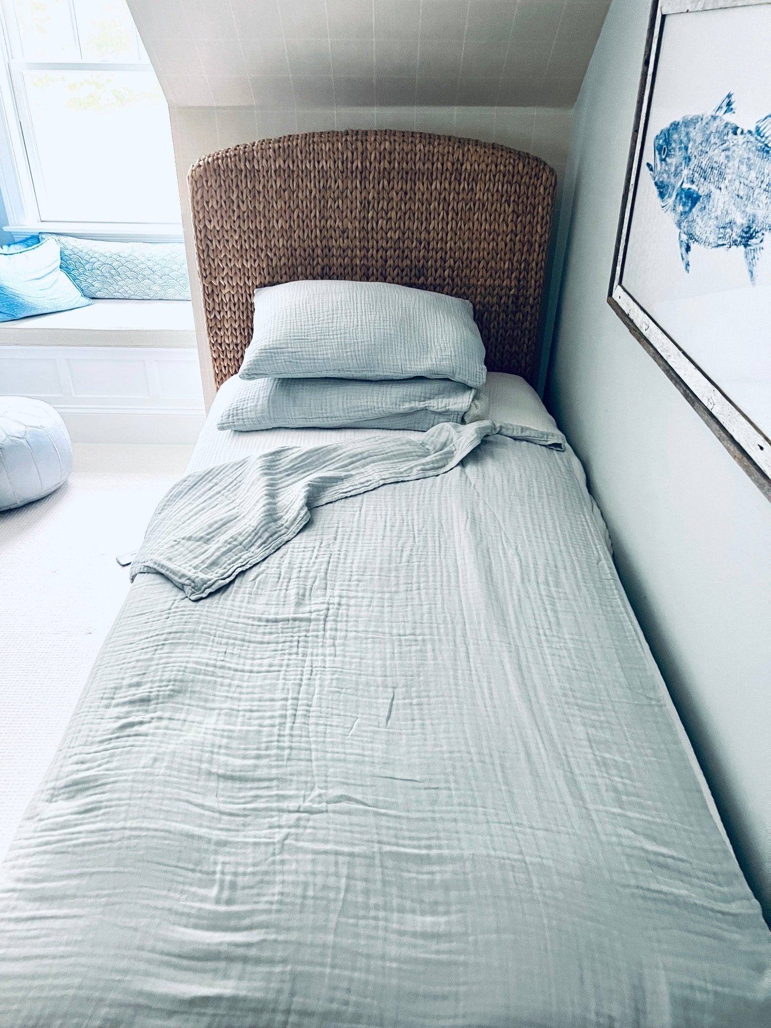 Mist Summer Weight Organic Muslin Twin Blanket Adult Organic Cotton Muslin Blanket Gray Heron