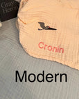 Dye-Free Natural All-Season Organic Muslin Mini Stork Blanket with Monogram Option 8 Layer Muslin Baby Blanket Gray Heron