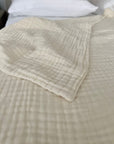 Dye-Free Natural All-Season Organic Muslin Queen Blanket Adult Organic Cotton Muslin Blanket Gray Heron
