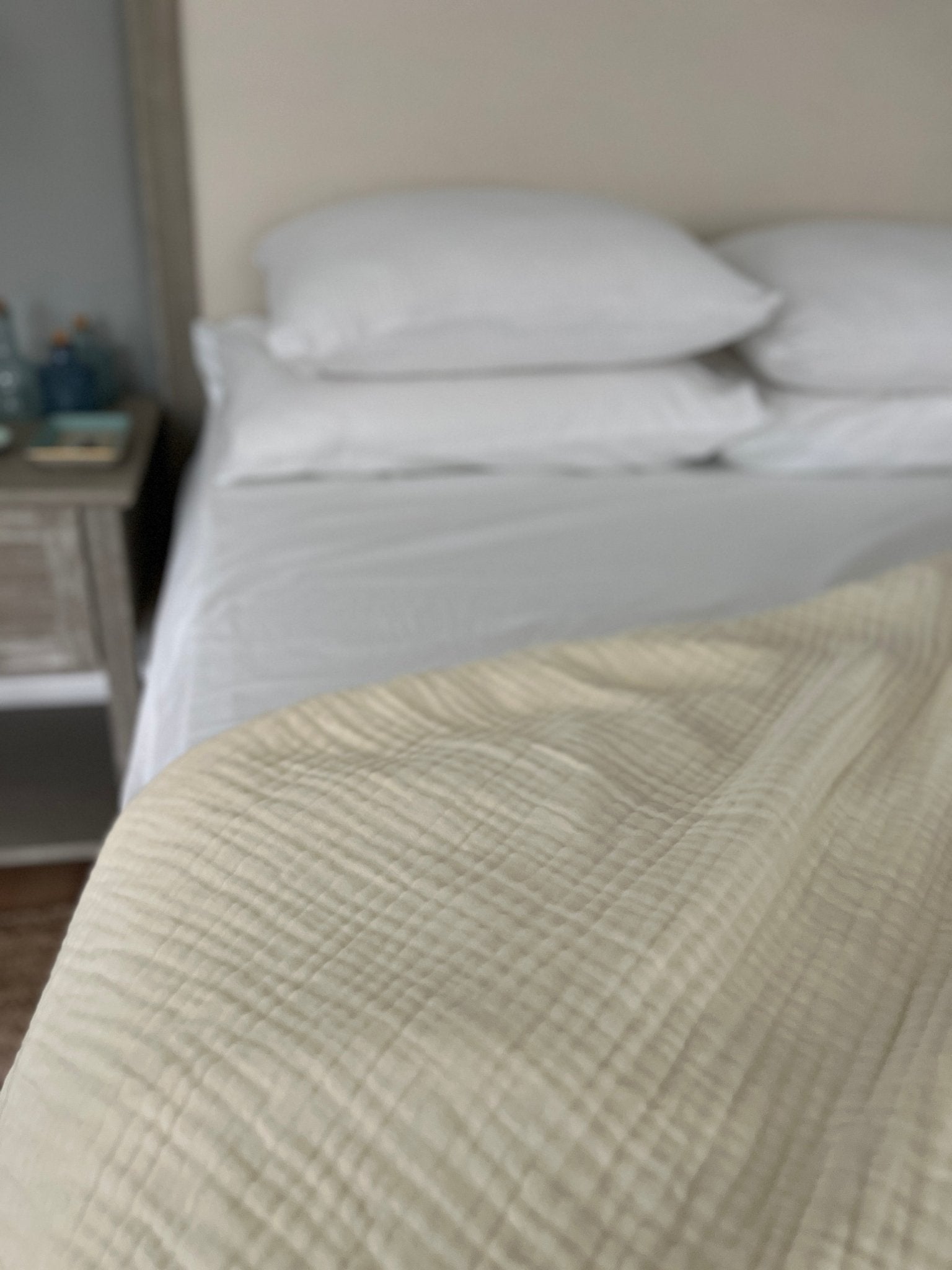 Dye-Free Natural All-Season Organic Muslin Queen Blanket Adult Organic Cotton Muslin Blanket Gray Heron
