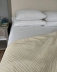 Dye-Free Natural All-Season Organic Muslin Queen Blanket Adult Organic Cotton Muslin Blanket Gray Heron