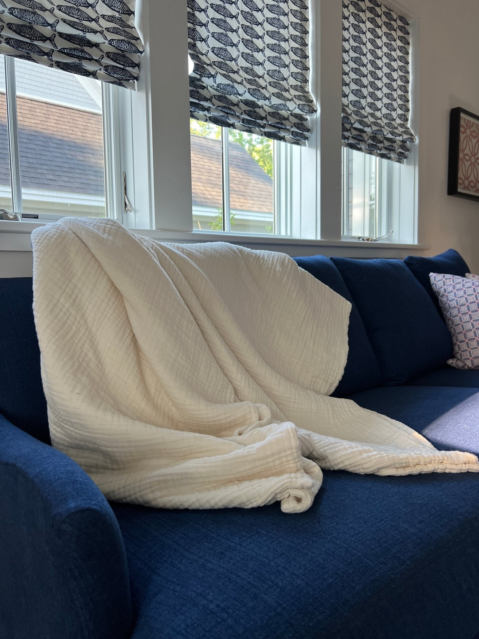 Dye-Free Natural All-Season Organic Muslin Throw Blanket Organic Cotton Muslin Blanket Gray Heron