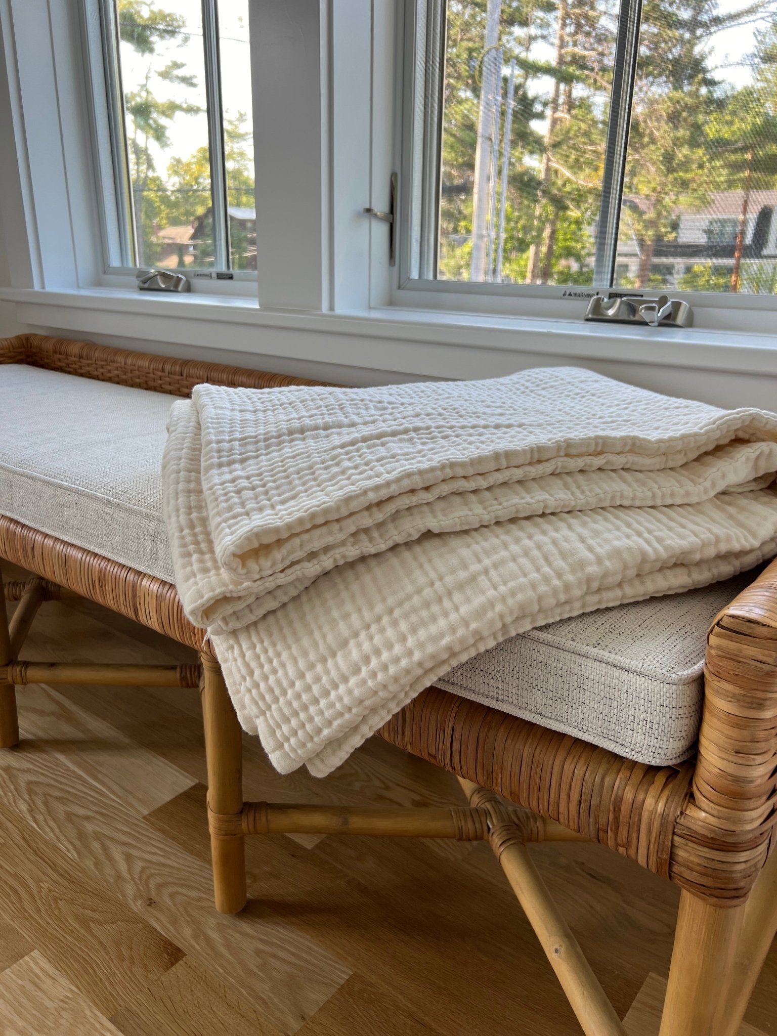 Dye-Free Natural All-Season Organic Muslin Throw Blanket Organic Cotton Muslin Blanket Gray Heron