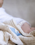 Natural Dye-Free Organic Mini Blanket in Summer-Weight 8 Layer Muslin Baby Blanket Gray Heron