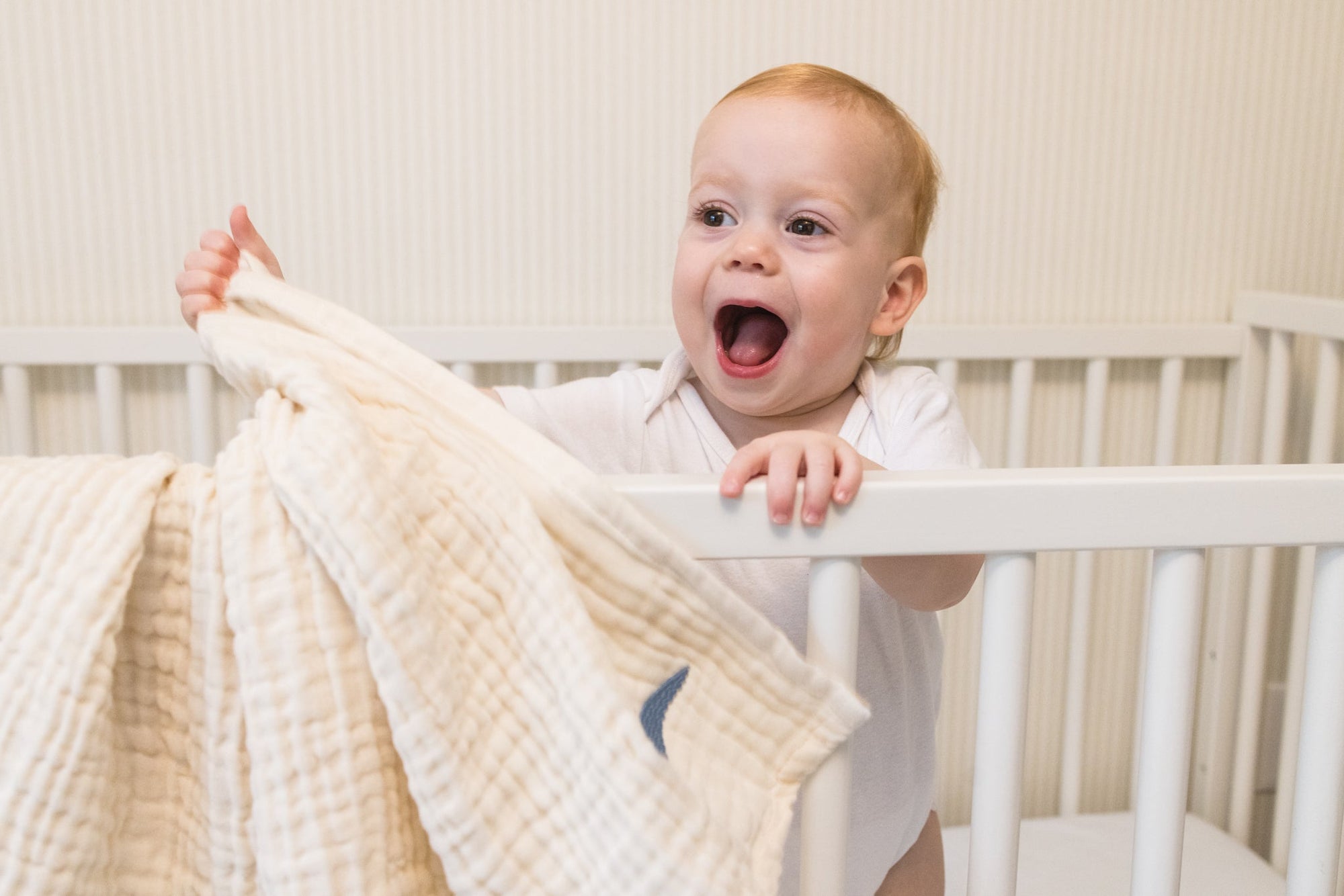 Natural No-Dye Summer-Weight Organic Muslin Mini Blanket 8 Layer Muslin Baby Blanket Gray Heron