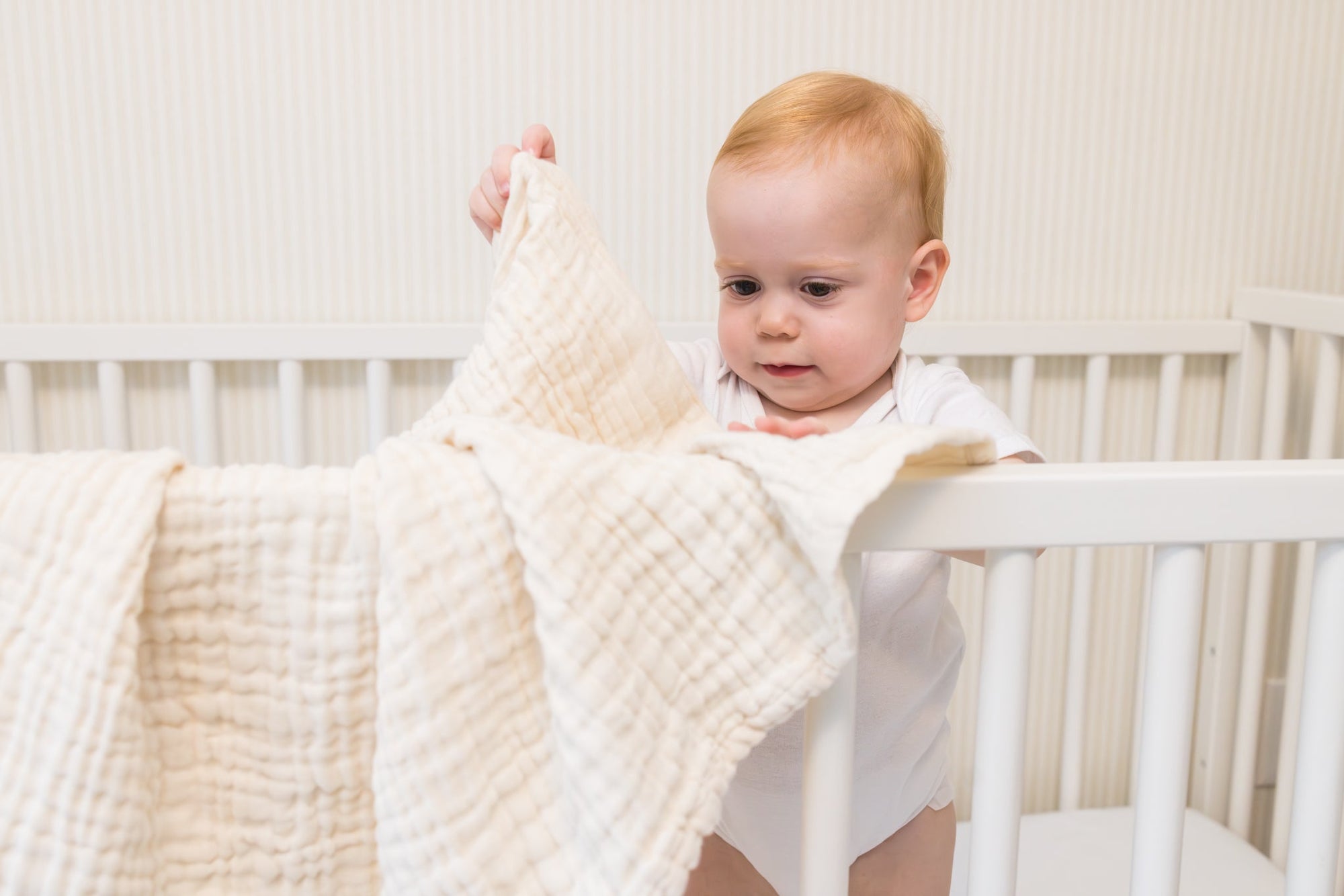 Natural No-Dye Summer-Weight Organic Muslin Mini Blanket 8 Layer Muslin Baby Blanket Gray Heron