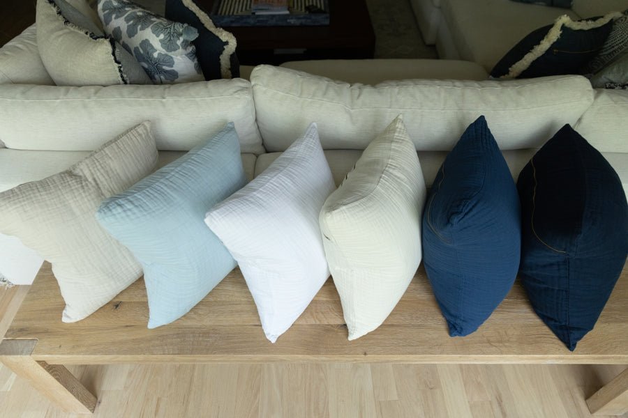 Dye-Free Natural Organic Muslin 22" Throw Pillow Covers Organic Pillowcase Gray Heron