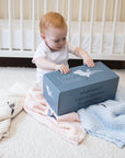 No-Dye, Natural Summer-Weight GOTS Organic Muslin Mini Stork Blanket Monogram Option Organic Baby Blanket Gray Heron