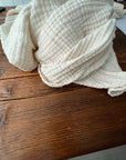 Dye-Free Natural Summer-Weight Organic Muslin Oversized Throw Blanket Adult Organic Cotton Muslin Blanket Gray Heron