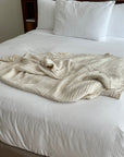 Dye-Free Natural Summer-Weight Organic Muslin Oversized Throw Blanket Adult Organic Cotton Muslin Blanket Gray Heron