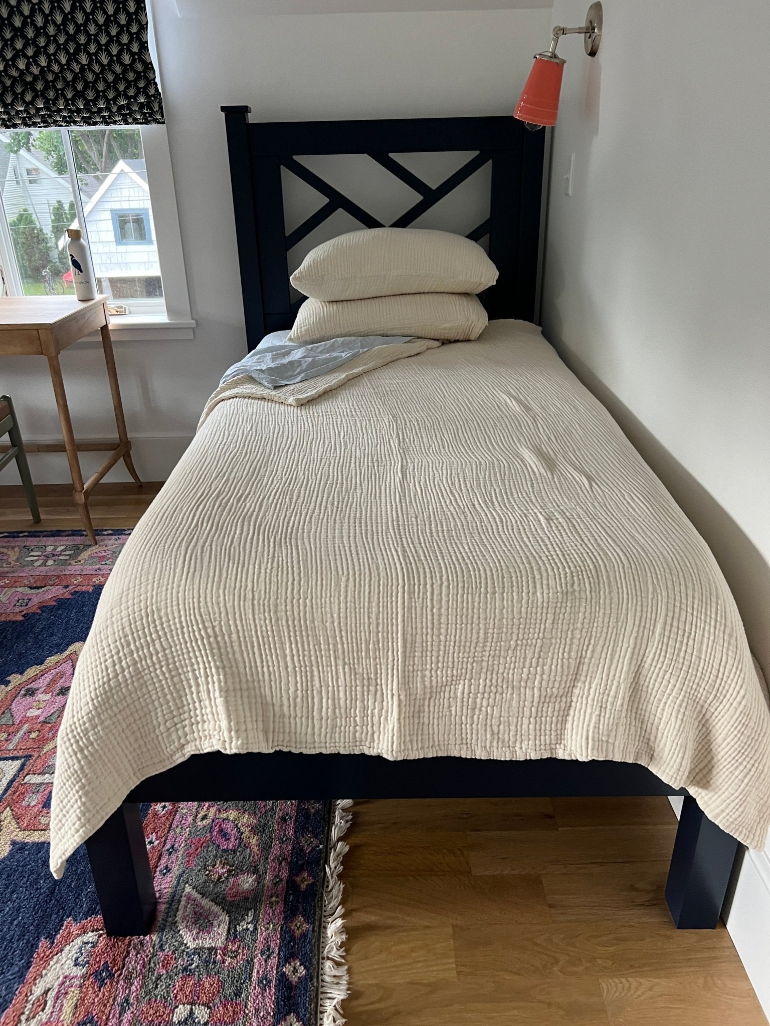 Dye-Free Natural Summer-Weight Organic Muslin Twin Blanket Adult Organic Cotton Muslin Blanket Gray Heron