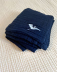 Navy All-Season Organic Muslin Mini Blanket 8 Layer Muslin Baby Blanket Gray Heron