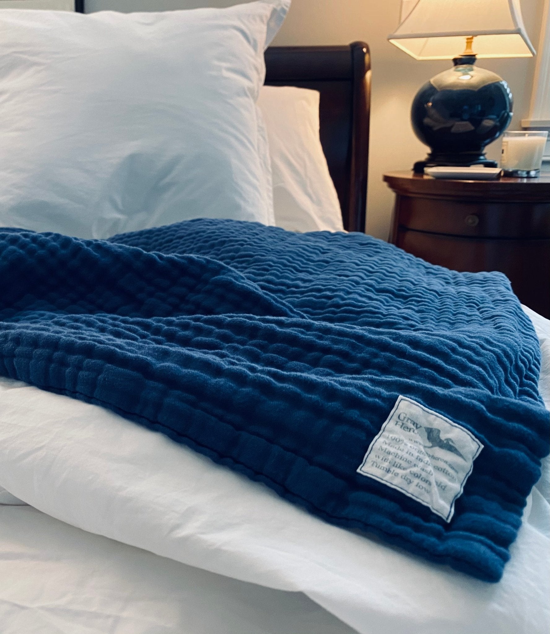 Navy All-Season Organic Muslin Queen Blanket Adult Organic Cotton Muslin Blanket Gray Heron