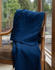 Navy All-Season Organic Muslin Throw Blanket Organic Cotton Muslin Blanket Gray Heron