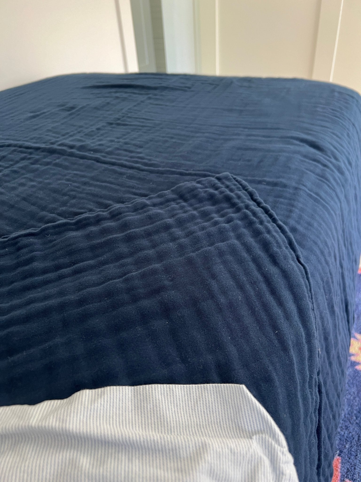 Navy All-Season Organic Muslin Twin Blanket Organic Cotton Muslin Blanket Gray Heron