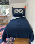 Navy All-Season Organic Muslin Twin Blanket Organic Cotton Muslin Blanket Gray Heron