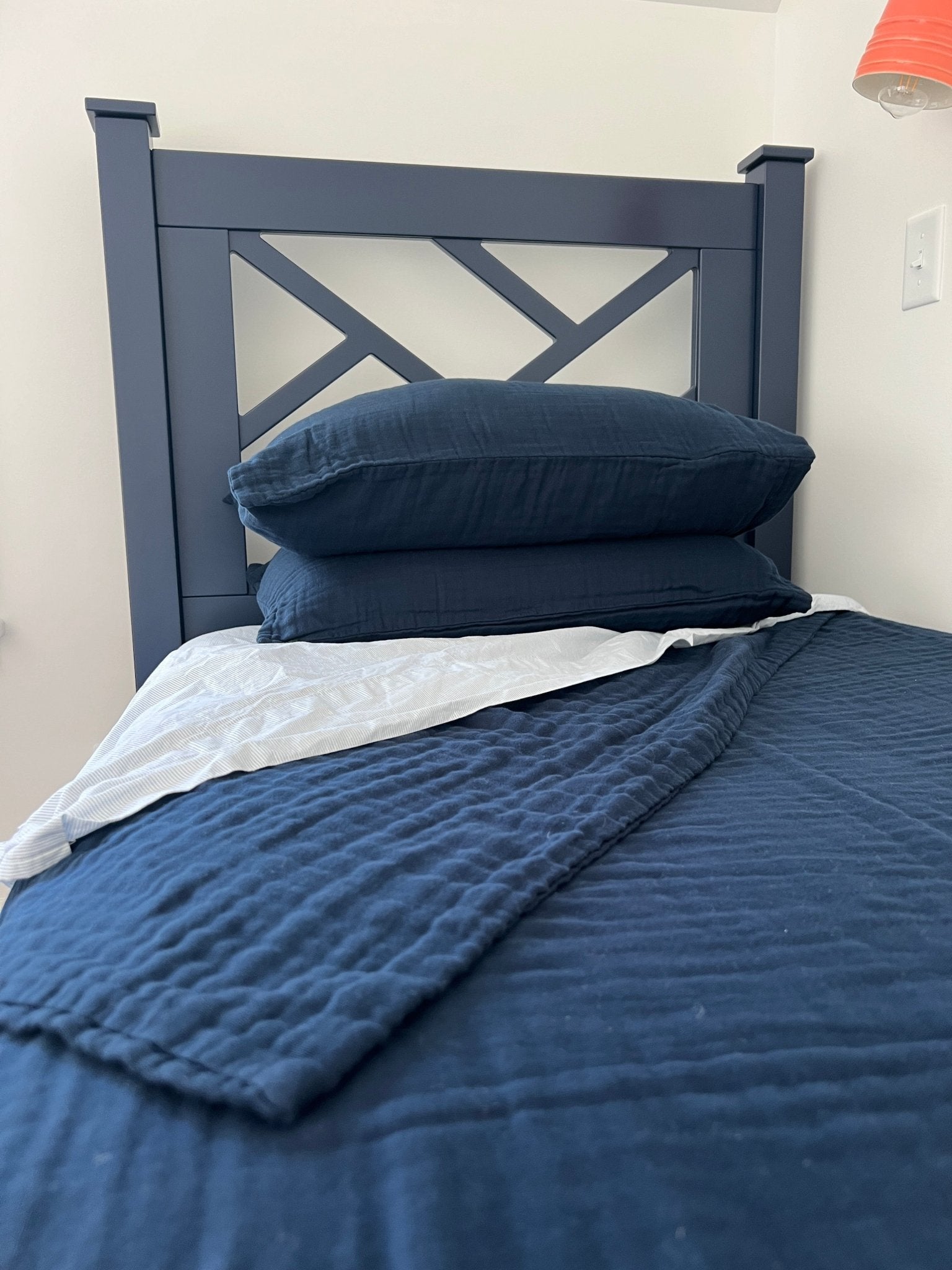Navy All-Season Organic Muslin Twin Blanket Organic Cotton Muslin Blanket Gray Heron