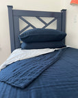 Navy All-Season Organic Muslin Twin Blanket Organic Cotton Muslin Blanket Gray Heron