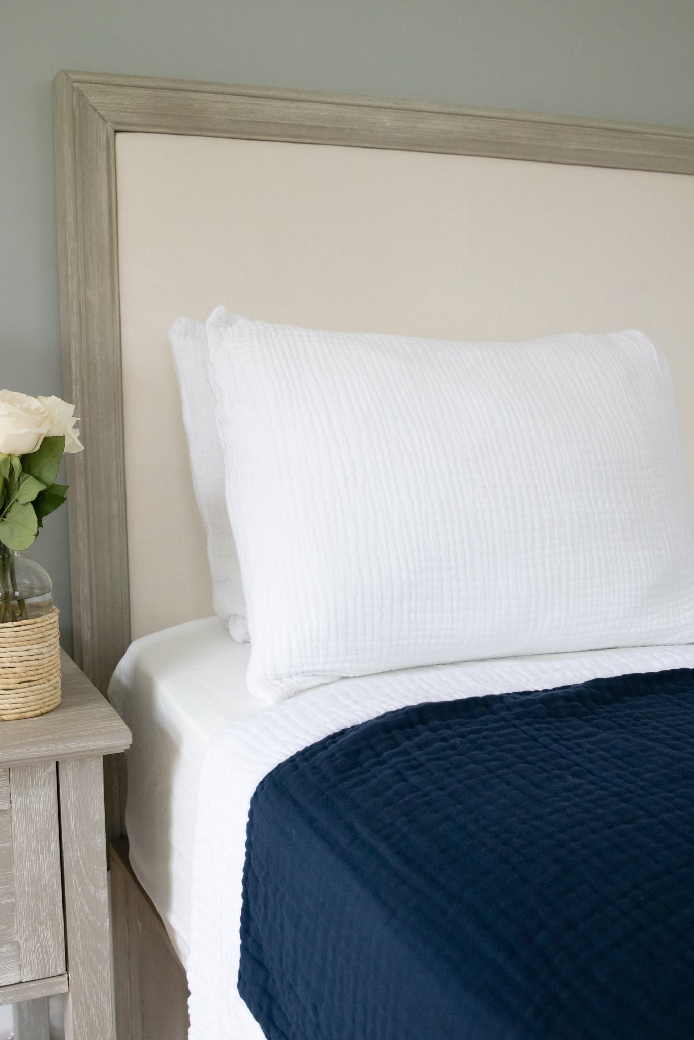 Navy and Snow All-Season Organic Muslin Queen Blanket Adult Organic Cotton Muslin Blanket Gray Heron