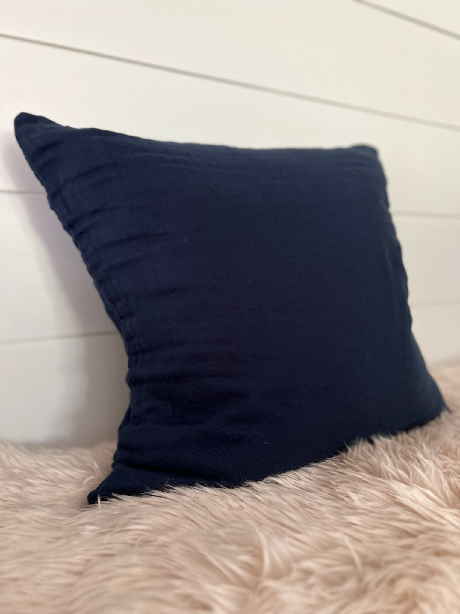 Navy Organic Muslin 22" Throw Pillowcase Organic Pillowcase Gray Heron