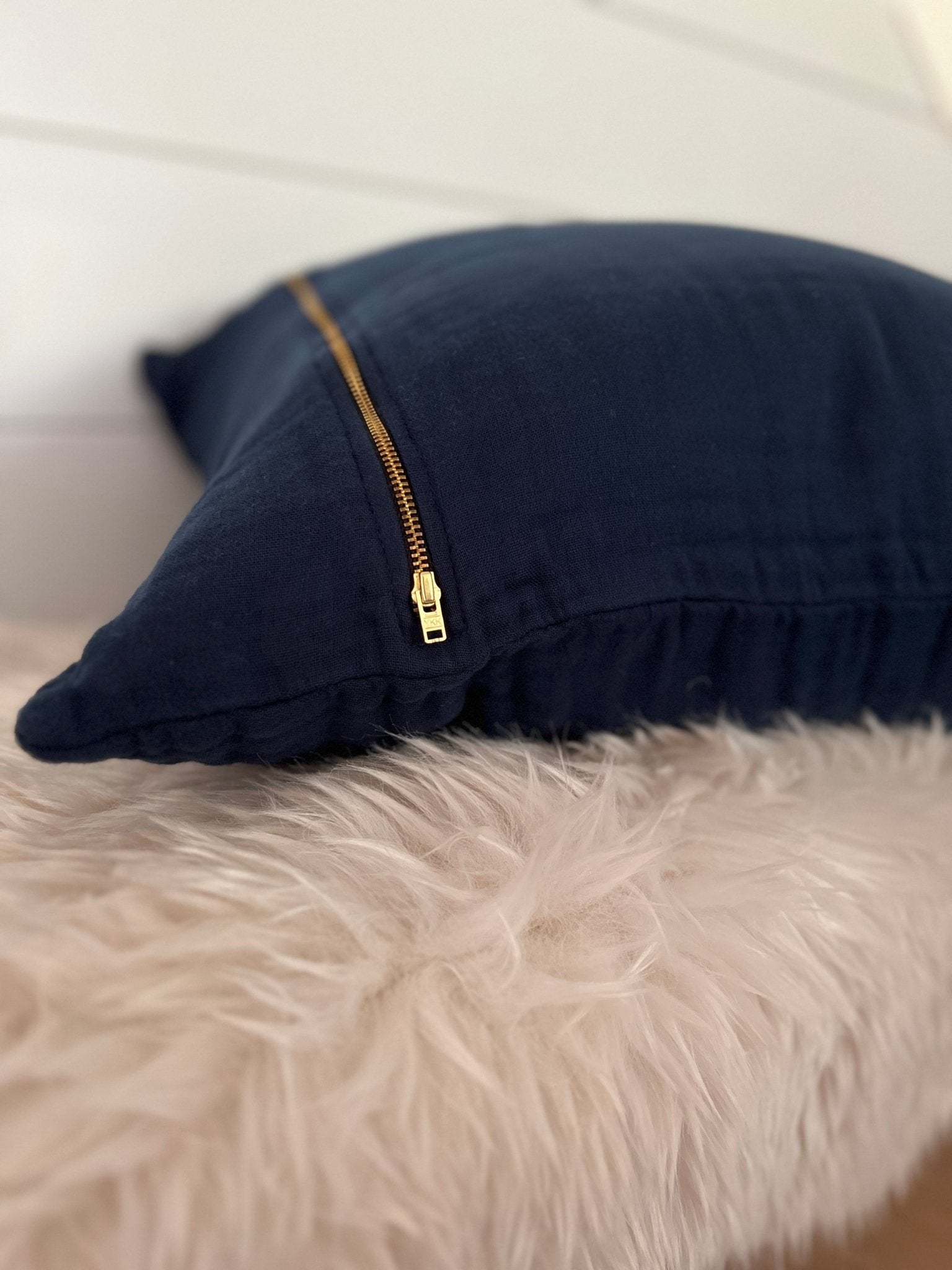 Navy Organic Muslin 22" Throw Pillowcase Organic Pillowcase Gray Heron