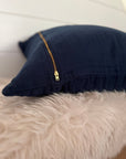 Navy Organic Muslin 22" Throw Pillowcase Organic Pillowcase Gray Heron