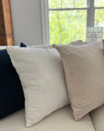 Navy Organic Muslin 22" Throw Pillowcase Organic Pillowcase Gray Heron