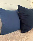 Navy Organic Muslin 22" Throw Pillowcase Organic Pillowcase Gray Heron