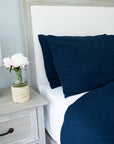 Navy Organic Muslin Standard Pillowcase Set of 2 Organic Pillowcase Gray Heron
