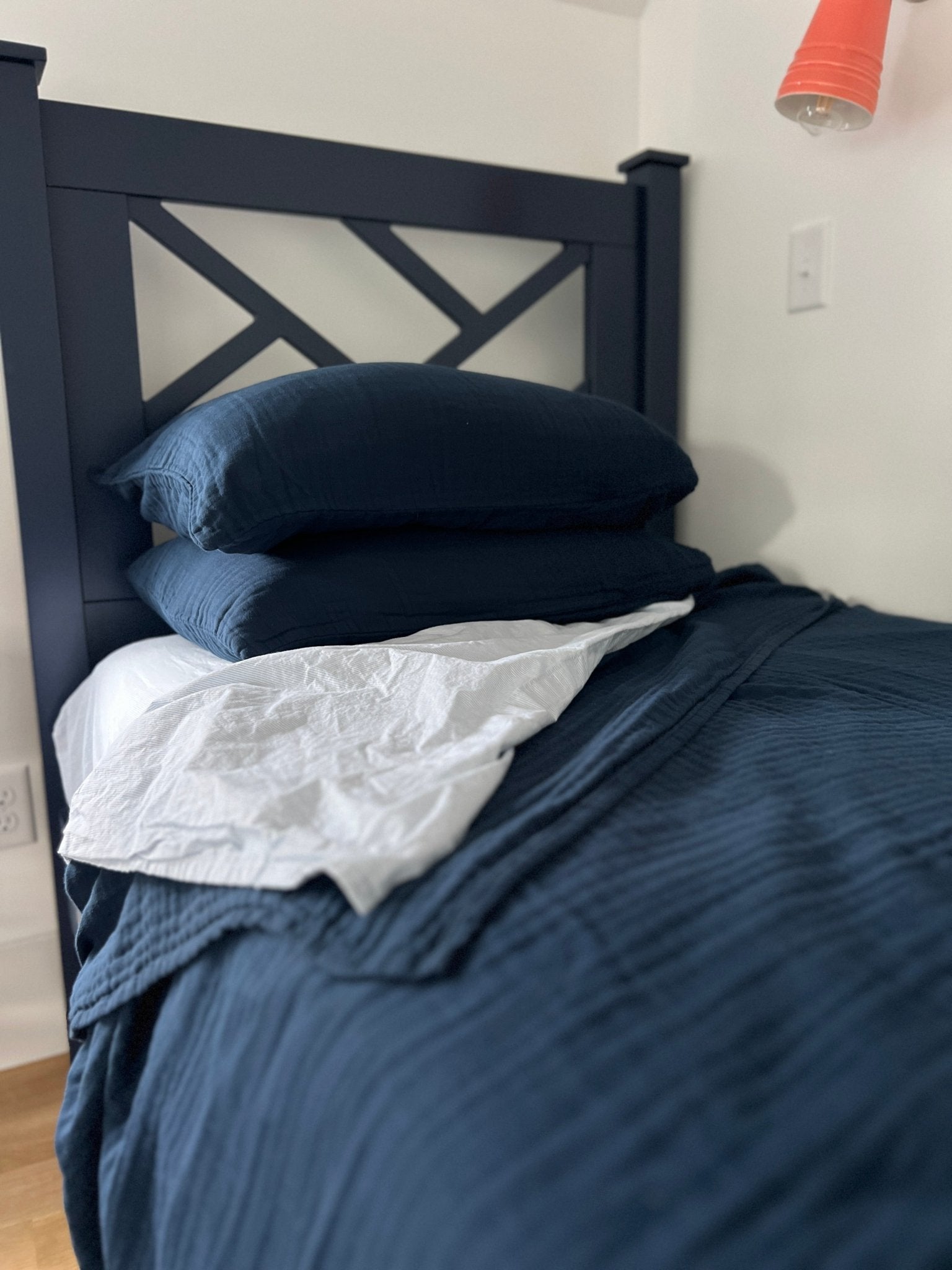 Navy Organic Muslin Standard Pillowcase Set of 2 Organic Pillowcase Gray Heron