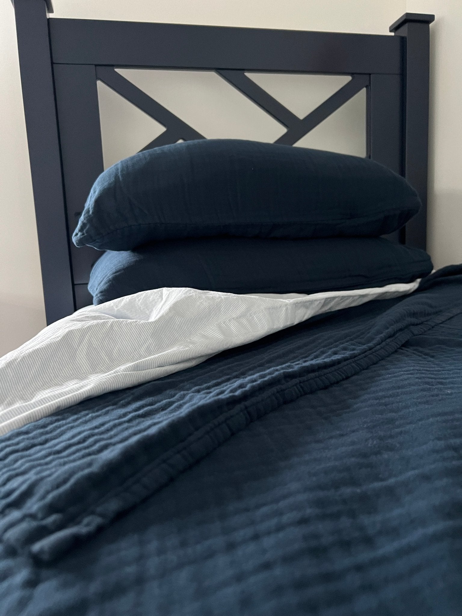 Navy Organic Muslin Standard Pillowcase Set of 2 Organic Pillowcase Gray Heron