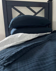 Navy Organic Muslin Standard Pillowcase Set of 2 Organic Pillowcase Gray Heron