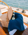 Organic Muslin All-Season Oversized Throw Blanket – Navy & Snow Organic Cotton Muslin Blanket Gray Heron