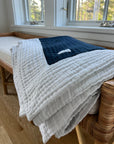 Navy & Snow All-Season Organic Muslin Throw Blanket Organic Cotton Muslin Blanket Gray Heron
