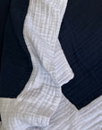 Navy & Snow All-Season Organic Muslin Throw Blanket Organic Cotton Muslin Blanket Gray Heron